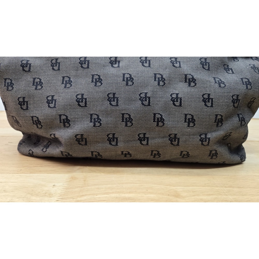 Vintage Dooney & Bourke  Signature Monogram Canvas Tote Bag Black/Grey,‎ Medium - Picture 9 of 16